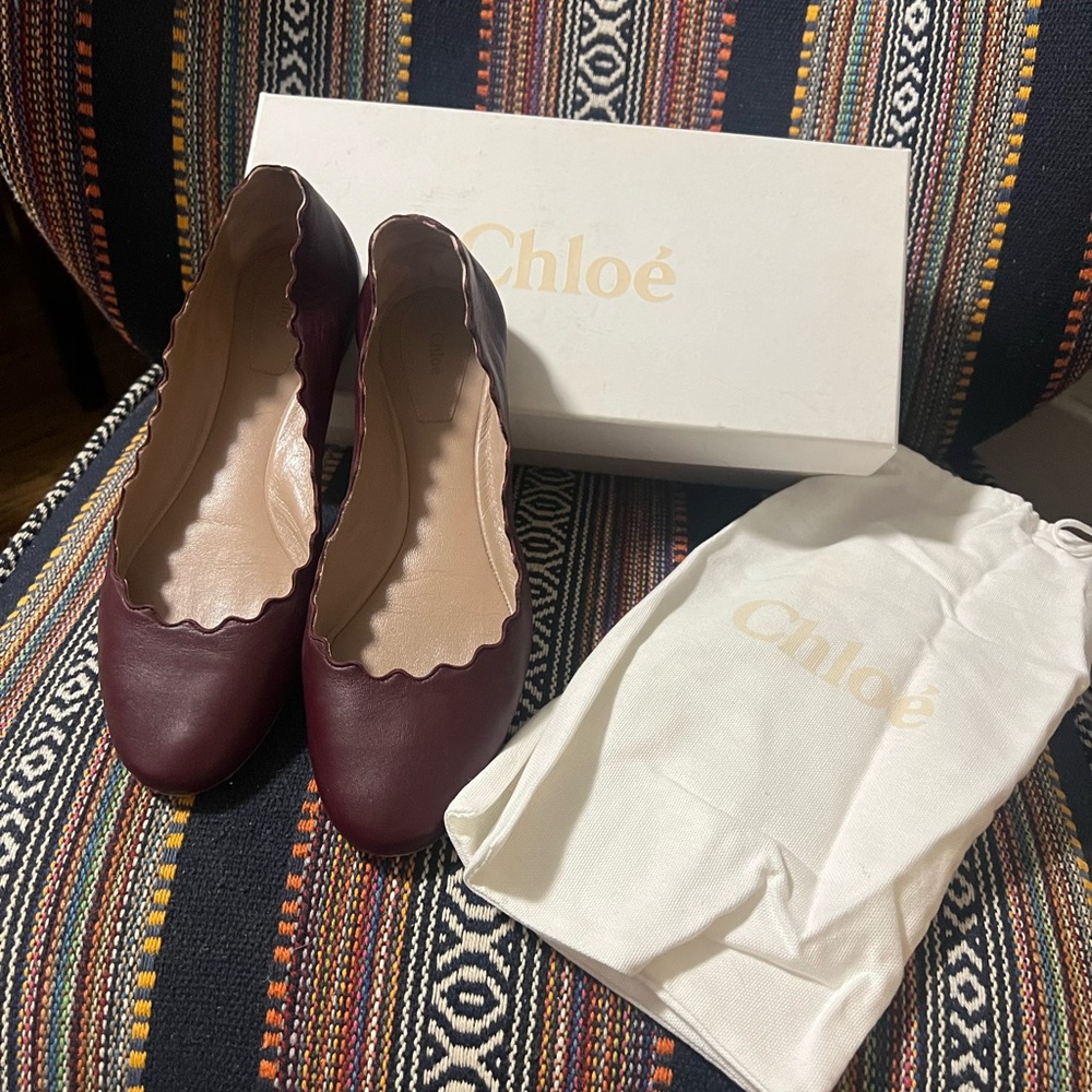 Chloé Women's Burgundy Leather Flats